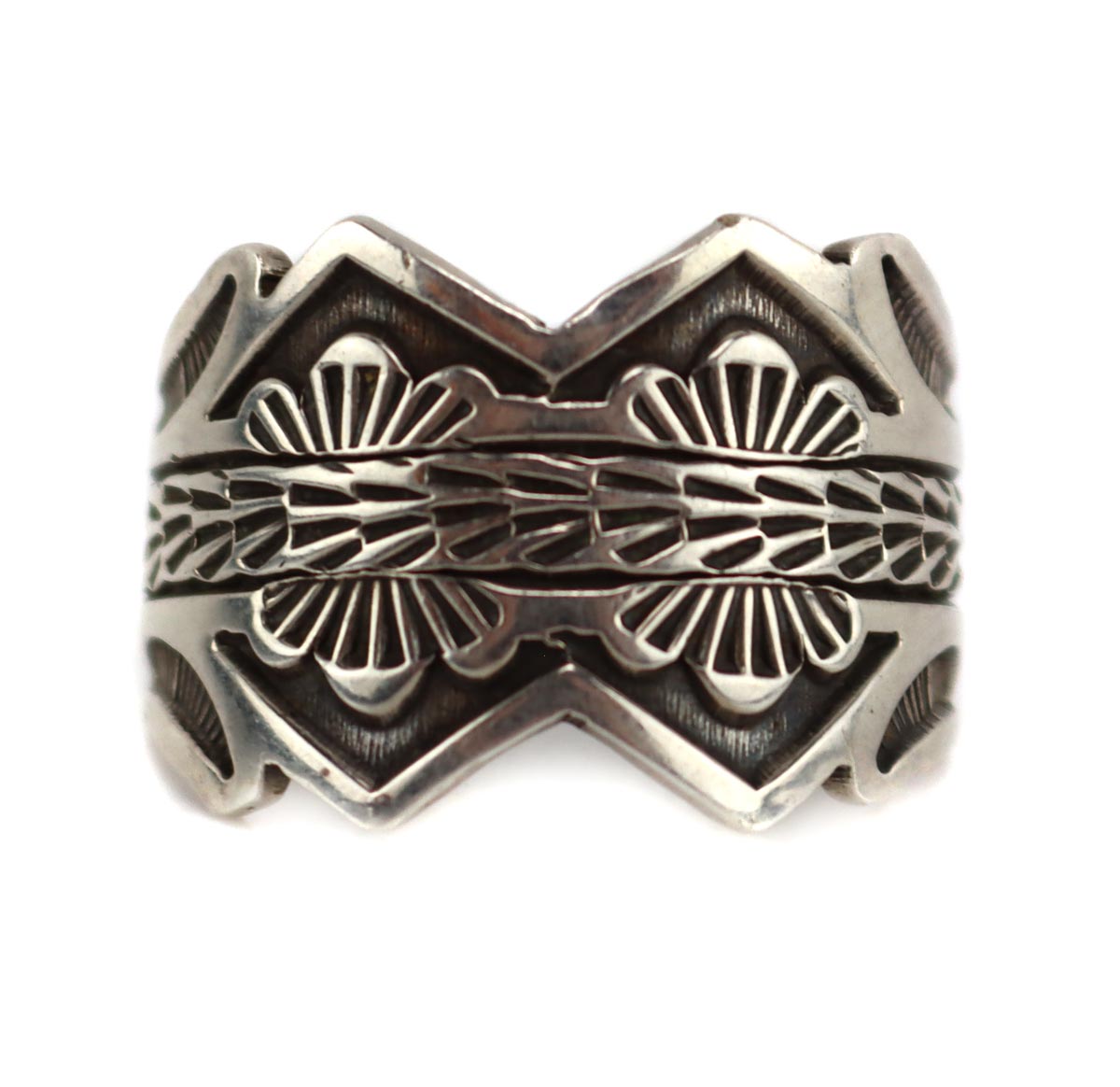 Emerson Bill - Navajo Sterling Silver Ring with Stamped Design c. 1980