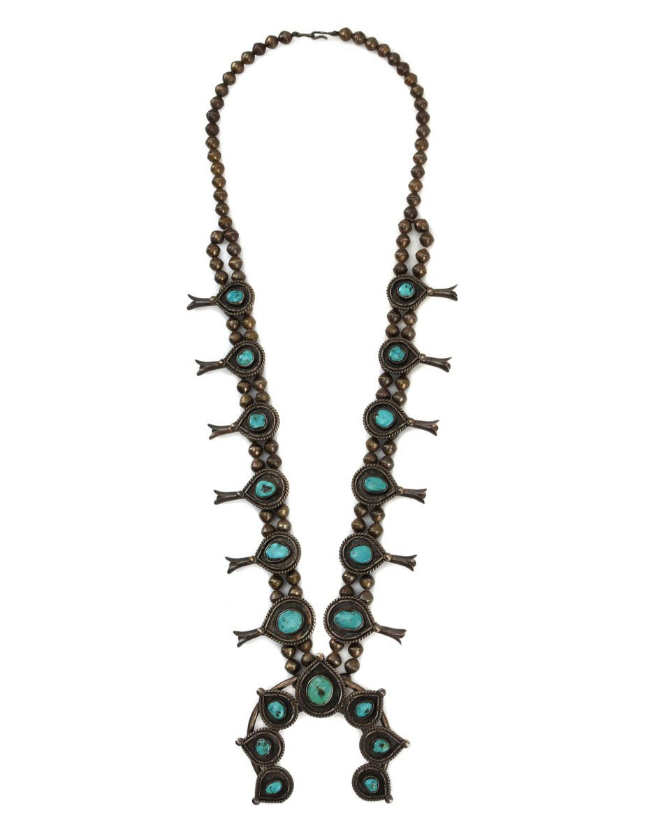 Western Style Semi Precious Howlite Stone Squash Blossom Pendant Neckl –  Rosemarie Collections