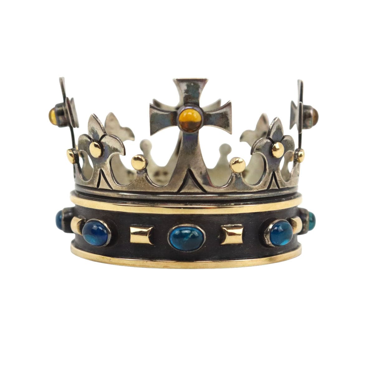 Frank Patania Jr. - Sapphire, Citrine, 14K Gold, and Silver Crown, 1.3