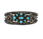 Pueblo - Turquoise and Silver Bracelet c. 1920s, size 6.5