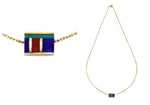 Jimmie King Jr. - Navajo - Contemporary Multi-Stone Inlay and 14K Gold Necklace, 18" length