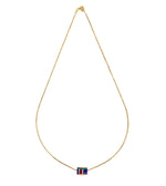 Jimmie King Jr. - Navajo - Contemporary Multi-Stone Inlay and 14K Gold Necklace, 18" length