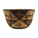 Yavapai Basket with Humans, Animals, and Whirling Logs Design c. 1900-20s, 7.5" x 13"