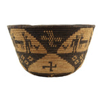 Yavapai Basket with Humans, Animals, and Whirling Logs Design c. 1900-20s, 7.5" x 13"