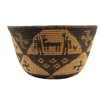 Yavapai Basket with Humans, Animals, and Whirling Logs Design c. 1900-20s, 7.5" x 13"