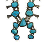 Navajo - Turquoise and Silver Squash Blossom Necklace c. 1960-70s, 24" length