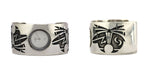 George Phillips - Hopi - Sterling Silver Overlay Watchband with Heartline Bear Designs c. 1980s, size 6.5