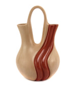 Marcella Yepa - Jemez Wedding Vase with Redware Swirl Design c. 2000s, 8.75" x 5.5" x 5"