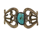 Navajo - Turquoise and Silver Sandcast Bracelet c. 1960-70s, size 6.25