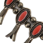 Navajo - Coral and Silver Squash Blossom Necklace c. 1950s, 26.75" length