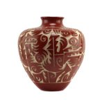 Tammy Garcia (b. 1969) - Santa Clara Redware Olla with Carved Design c. 1992, 14" x 12"