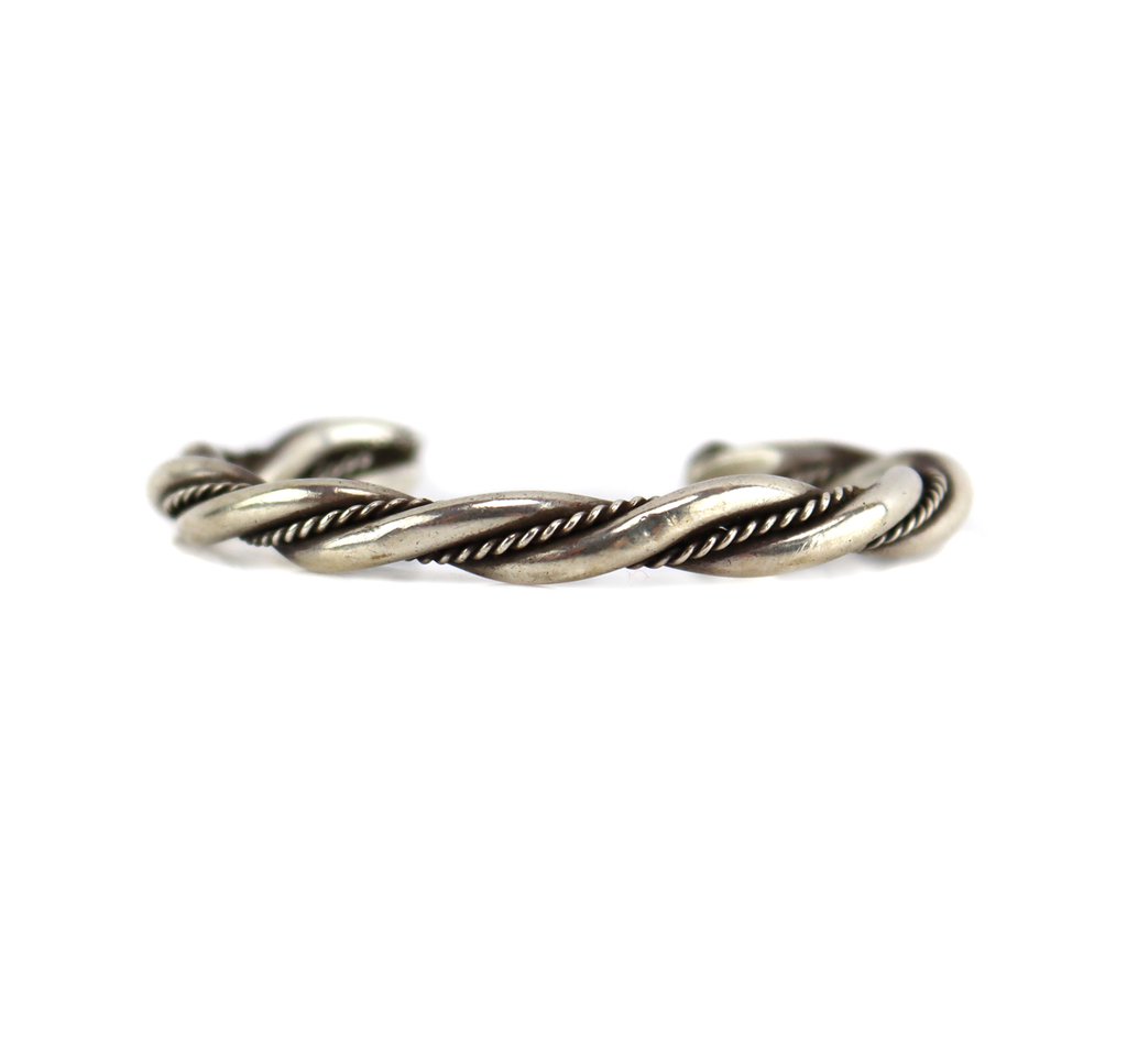 Navajo Silver Bracelet with Rope Design c. 1960-70s, size 7.25 (J15203)