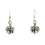 Sam Patania - "Brilliant Squares" Green Amethyst and Sterling Silver French Hook Earrings, 1.25" x 0.625"