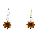 Sam Patania - "Brilliant Squares" Citrine and Sterling Silver French Hook Earrings, 1.25" x 0.625"