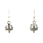 Sam Patania - "Brilliant Squares" White Topaz and Sterling Silver French Hook Earrings, 1.25" x 0.625"