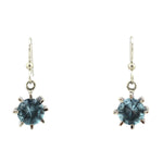 Sam Patania - "Brilliant" Blue Topaz and Sterling Silver French Hook Earrings, 1.25" x 0.5"