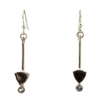 Sam Patania - "Brilliant Trillion" Smoky Quartz and Sterling Silver French Hook Earrings, 2" x 0.25"