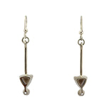 Sam Patania - "Brilliant Trillion" Smoky Quartz and Sterling Silver French Hook Earrings, 2" x 0.25"