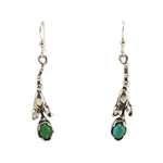 Sam Patania - Contemporary "Super Nova" Turquoise and Sterling Silver Blossom French Hook Earrings, 2.25" x 0.375"