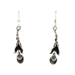 Sam Patania - Contemporary "Super Nova" Turquoise and Sterling Silver Blossom French Hook Earrings, 2.25" x 0.375"