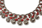 Frank Patania Sr. (1899-1964) - Italian Coral and Sterling Silver "Scroll" Necklace c. 1950s, 13.5" length