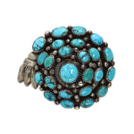 Frank Patania Sr. (1899-1964) - Burnham Turquoise and Sterling Silver Spiral Pin c. 1940s, 2" x 1.625" x 0.75"