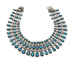 Frank Patania Sr. (1899-1964) - Morenci Turquoise and Sterling Silver Nefertiti Necklace, 14.25" length