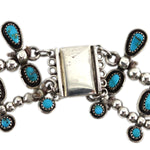 Frank Patania Sr. (1899-1964) - Morenci Turquoise and Sterling Silver Nefertiti Necklace, 14.25" length