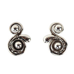 Frank Patania Sr. (1899-1964) - Sterling Silver "Scroll" Earrings, 1.5" x 1.125"