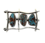 Sam Patania - Contemporary Natural Nevada Blue Turquoise and Sterling Silver 'Chueco' Belt Buckle, 1.75" x 2.75"