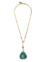 Sam Patania - "Blue Gem Gala" Contemporary Blue Gem Turquoise, Diamond, and 18K Gold Necklace, 23" length