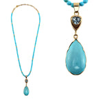 Sam Patania - "Natural Beauty" Contemporary Sleeping Beauty Turquoise, Aquamarine and 14K Gold Necklace, 24" length