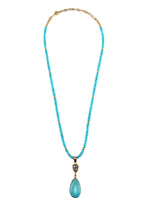 Sam Patania - "Natural Beauty" Contemporary Sleeping Beauty Turquoise, Aquamarine and 14K Gold Necklace, 24" length