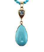 Sam Patania - "Natural Beauty" Contemporary Sleeping Beauty Turquoise, Aquamarine and 14K Gold Necklace, 24" length