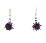 Sam Patania - "Brilliant" Amethyst and Sterling Silver French Hook Earrings, 1.25" x 0.5"