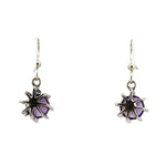 Sam Patania - "Brilliant" Amethyst and Sterling Silver French Hook Earrings, 1.25" x 0.5"