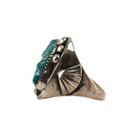 Navajo - King's Manassa Turquoise and Silver Ring c. 1960s, size 11.25