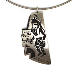 Trinidad Lucas - Hopi - Sterling Silver Overlay Pendant with Kachina Pictorial c. 1990s, 2.25" x 1.125"