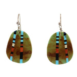 Santo Domingo - Multi-Stone Hook Earrings c. 1990s, 1.875" x 1"