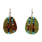 Santo Domingo - Multi-Stone Hook Earrings c. 1990s, 1.875" x 1"