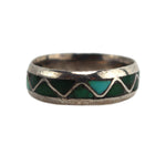 Zuni - Turquoise Channel Inlay and Silver Ring c. 1960s, size 8