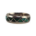 Zuni - Turquoise Channel Inlay and Silver Ring c. 1960s, size 8