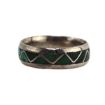 Zuni - Turquoise Channel Inlay and Silver Ring c. 1960s, size 8