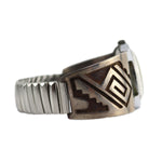 Daniel Phillips - Hopi Crafts - Silver Overlay Watchband c. 1970s, size 7.5