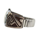 Daniel Phillips - Hopi Crafts - Silver Overlay Watchband c. 1970s, size 7.5