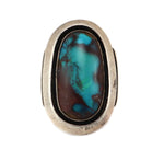 Frank Patania, Sr. (1898-1964) and Thunderbird Shop - Bisbee Turquoise and Sterling Silver Ring c. 1940-50s, size 8