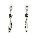 Roy Talahaftewa - Hopi - Contemporary Silver Overlay Post Earrings, 2.625" x 0.375"