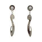 Roy Talahaftewa - Hopi - Contemporary Silver Overlay Post Earrings, 2.625" x 0.375"