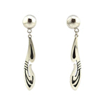 Roy Talahaftewa - Hopi - Contemporary Silver Overlay Post Earrings, 2.75" x 0.375"