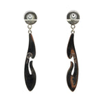 Roy Talahaftewa - Hopi - Contemporary Silver Overlay Post Earrings, 2.75" x 0.375"